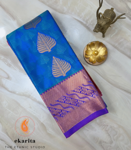 Stunning Blue Kanchipuram Silk Saree